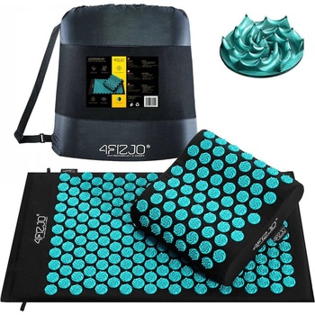 4FIZJO Ergo Akupresúrna podložka s vankúšom 68x42 - čierno tyrkysová