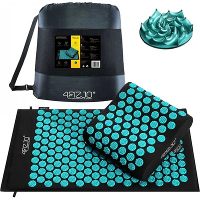 4FIZJO Ergo Akupresúrna podložka s vankúšom 68x42 - čierno tyrkysová