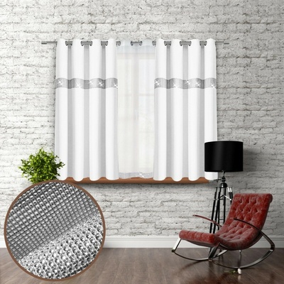 Mondo Italia Závěs na kroužcích se zirkóny 140x160 cm bílý Bílá 140x160 cm