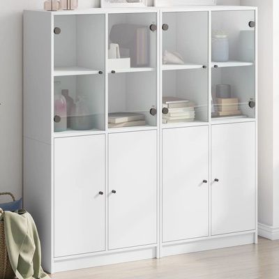 zahrada-XL Knihovna s dvířky bílá 136x37x109 cm kompozitní dřevo