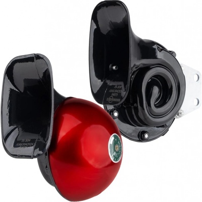 Zvuková signalizace klaksonu sada 2 ks červená 125 mm 12V AMIO-04075