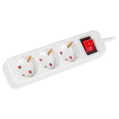 Lanberg PS1-03F-0150-W разклонител с 3 гнезда Schuko, 10 А, 1, 5 м, с превключвател, бял