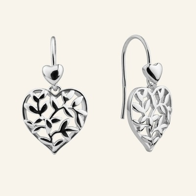 SilveAmo Stříbrné visací náušnice Romantic Leaf C2.2085