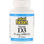 Natural Factors Vitamin D3, 1000 IU, 90 таблетки, Natural Factors (1050 NF)