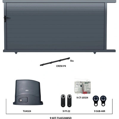 Posuvná hliníková brána 4000 x 1862 mm s pohonem TU4324KSD