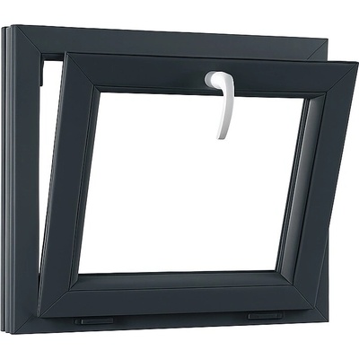 SKLADOVÁ-OKNA.cz Jednokřídlé plastové okno sklepní 700x440 mm antracit / bílé dvojsklo výklopné