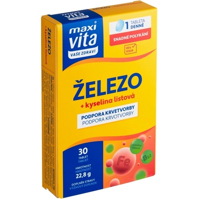 Vitar MaxiVita železo + kyselina listová 30 tabliet