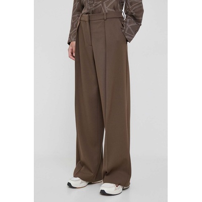 Calvin Klein Панталон с вълна Calvin Klein в кафяво с широка каройка, с висока талия (K20K205965)