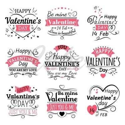 Sugar Stamp Pusinky předtištěné předlohy Valentýn Předtištěný arch č.11 Nápisy 2, pr 3 cm