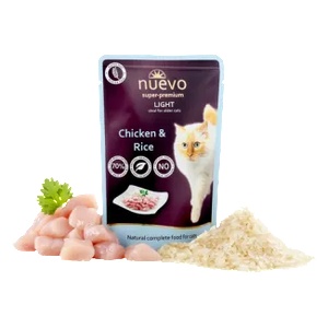 nuevo Chicken Light пауч с пилешко месо и ориз за котки с наднормено тегло 85gr