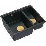 Quadron Вградена композитна мивка Quadron Logan 150, въглеродно черно - златно, 56x46 см (HCQL5646U7-G1_I) Мивка за вграждане
