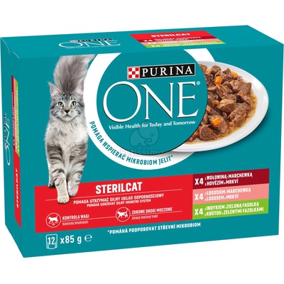 Purina ONE Sterilcat мокра храна със сьомга, пуешко и зеленчуци 6 x