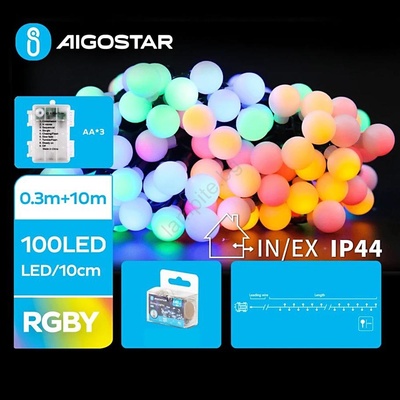 Aigostar - LED Външен гирлянд 100xLED/3xAA/8 режима 10, 3 m IP44 многоцветен (AI1156)