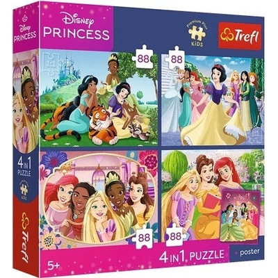 Trefl Disney Princess 4v1 Romantické princezny 4×88 dílků