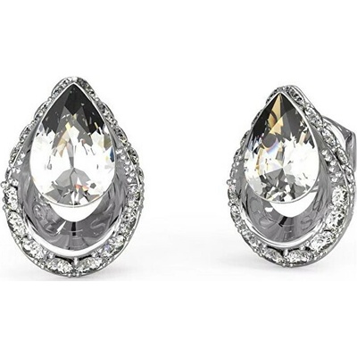 Guess Elegantné oceľové náušnice Crystal Drop JUBE03393JWRHT/U číra, strieborná