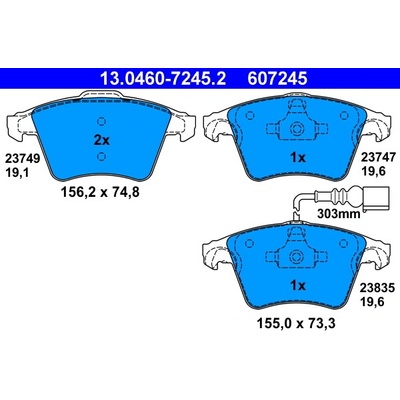 ATE Sada brzdových destiček, kotoučová brzda 13.0460-7245.2