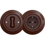 Kliklap - Ретро еднополюсен ключ №1 и SCHUKO розетка 230 V с кафява рамка (KA0035E)