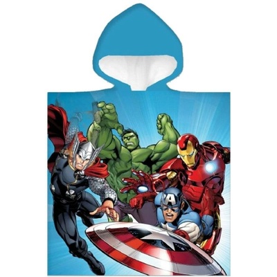 Carbotex Dětské chlapecké pončo plážová osuška s kapucí Avengers MARVEL 50 x 110 cm