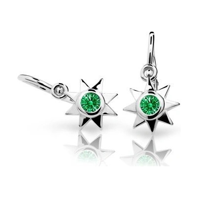 Danfil detské náušnice hviezdičky C1995 z bieleho zlata emerald green brizura