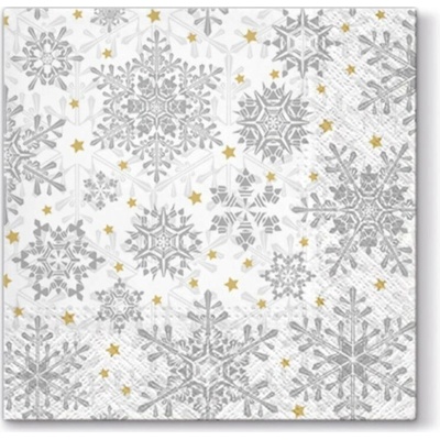 PAW SDL074808 Glowing Stars Silver servítky 3V vianočné 20ks 33x33cm