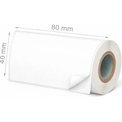 Papierová Etiketa 80 mm x 40 mm, Matný papier, Biela, Dutinka 40 mm, 1000 ks/kotúč, Permanentné lepidlo