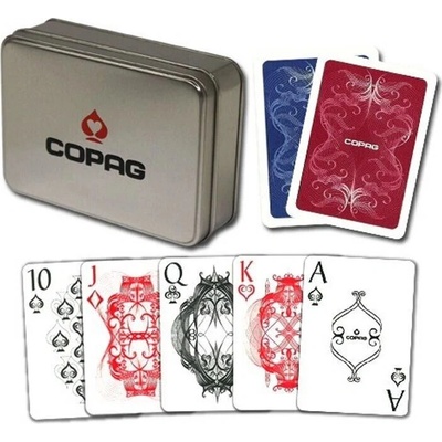 Copag Karty Poker Centennial Plastic Poker Regular Index Decks Red/Blue Tin Box