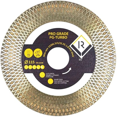 uni Диск диамантен за рязане под ъгъл 45 градуса, PG-Turbo, 115x22.23x1.8 мм (UNI-011651)