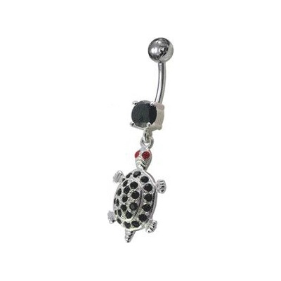 Šperky4U stříbrný piercing do pupíku černé zirkony BP01247-K