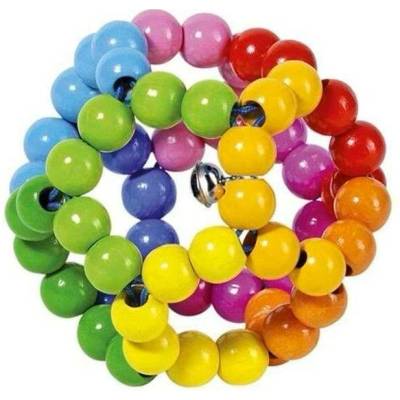 GOKI Dřevěná chrastítka Elastická koule Míček Prostorová duha