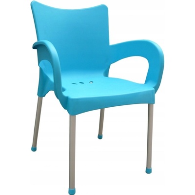 Mega Plast, plastová židle SMART (AL nohy), 83 x 57 x 54 cm, stohovatelná, tyrkysová
