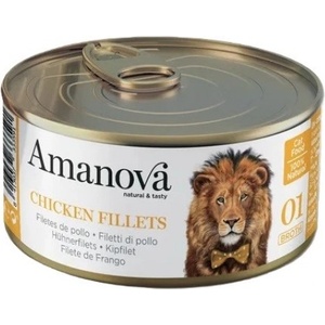 Amanova cat can 01 chicken fillets - консерва за пораснали котки от всички породи, с Крехки пилешки филенца - 70 гр, Испания - 33359