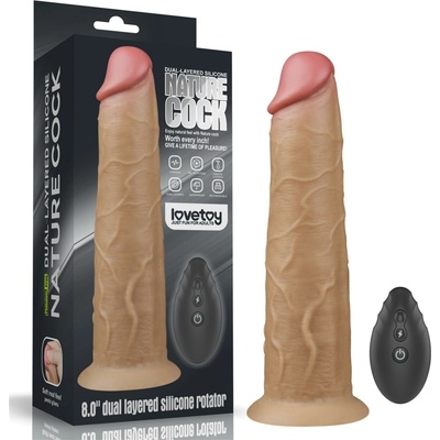 LoveToy Dual Layered Platinum Silicone Rotator 8.0" Flesh