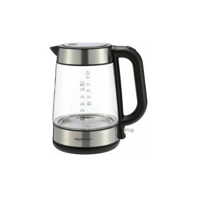 Amazon Basics 1.7L 2200W Glass Electric Kettle Black Silver - F-625GS