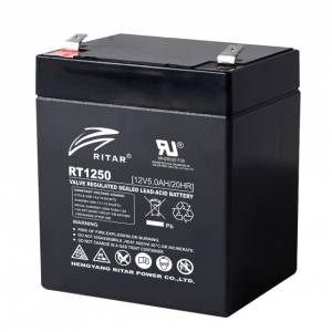 Ritar Оловна батерия RITAR, (RT1250) AGM, 12V, 5Ah, 90/ 70/ 10 1mm, Терминал 2 (RITAR-RT1250) - hits
