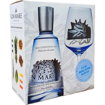 Gin Mare 42,7% 0,7 l (dárkové balení 1 sklenice)
