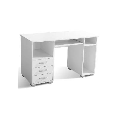 Компютърно бюро с плот за клавиатура и чекмеджета ana 3f бяло