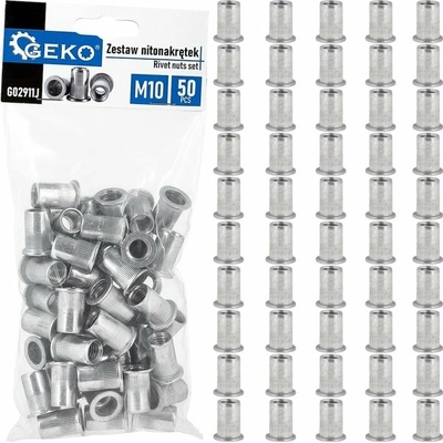GEKO Nýtovací matice M10 (1,0–3,5) hliníkové, 50 ks - G02911J