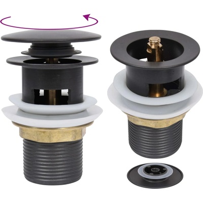 vidaXL Сифон клик-клак с преливник, сив, 6, 4x6, 4x9, 1 см (149058)