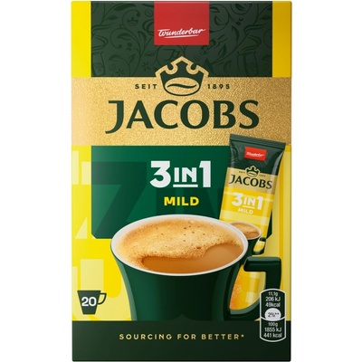 Jacobs Mild 3v1 instantná káva 20 x 11,1 g