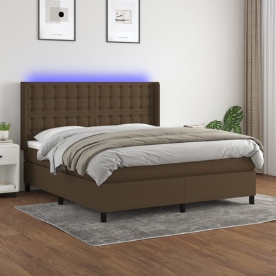 vidaXL 11461.3138656 Boxspring postel s matrací a LED tmavě hnědá textil