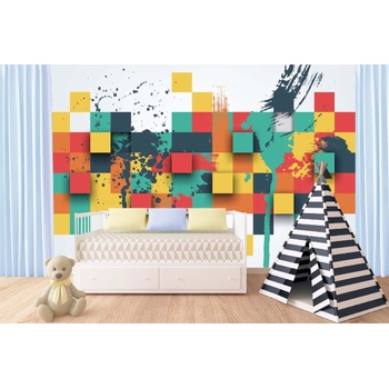 DIMEX ART s. r. o Самозалепваща се флизелинова фототапета абстрактни квадрати 375 x 250 см