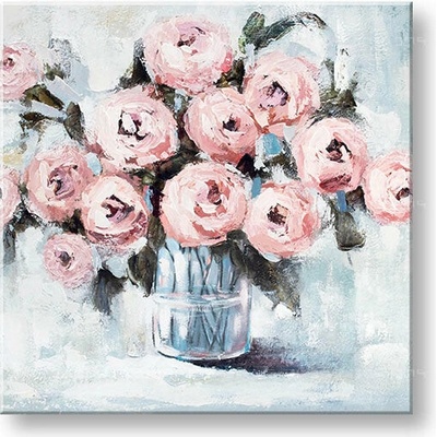 Maľovaný obraz na stenu KVETY VO VÁZE 70x70 cm - 70×70 cm / Klasický 2 cm