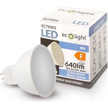 ECOLIGHT LED žiarovka MR16 12V 8W studená biela