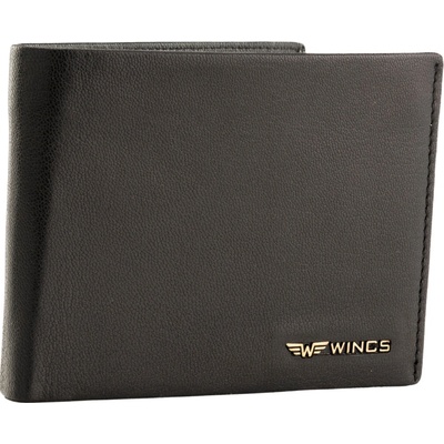 WINGS Pánská peněženka z přírodní kůže s klopou Černá