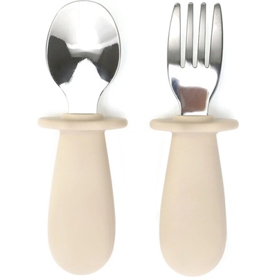 Malý Ježko 2 ks Kovový príbor pre bábätká - Pastel Beige