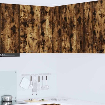 vidaXL Висящ шкаф с рафт Riga Димящ дъб и бяло 57 x 57 x 80 см (884294)