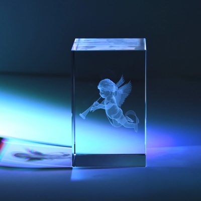 Andělíček 3D ve skl. kvádru 50 x 50 x 80 mm