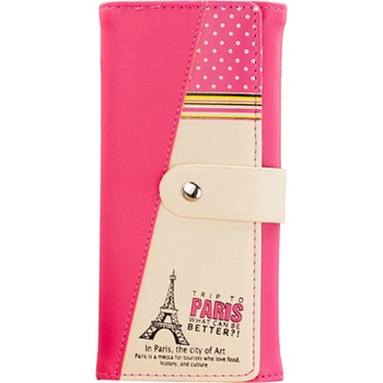 LM moda Dámská peněženka s Eiffelovka růžová WS006