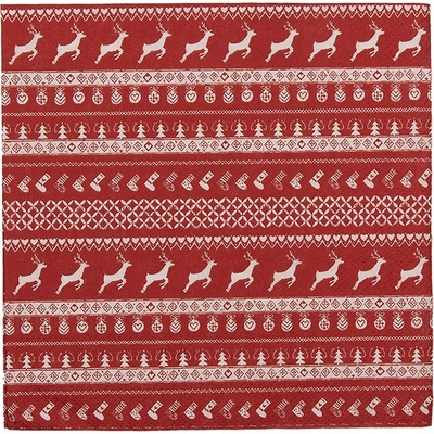 Clayre & Eef Červené papírové ubrousky Nordic Christmas 33x33cm 20ks