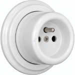 Elhard - Битова стенна керамична ретро розетка с рамка, 230 V, бяла (EF0054B)